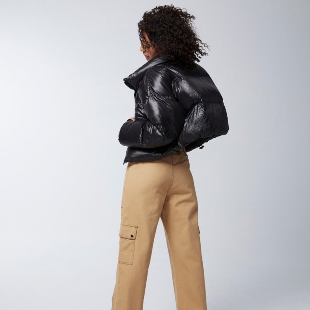 By Dyln Morris Puffer Jacket Cropped Slouchy Baggy Relaxed Fit in Black Medium - Picture 12 of 12